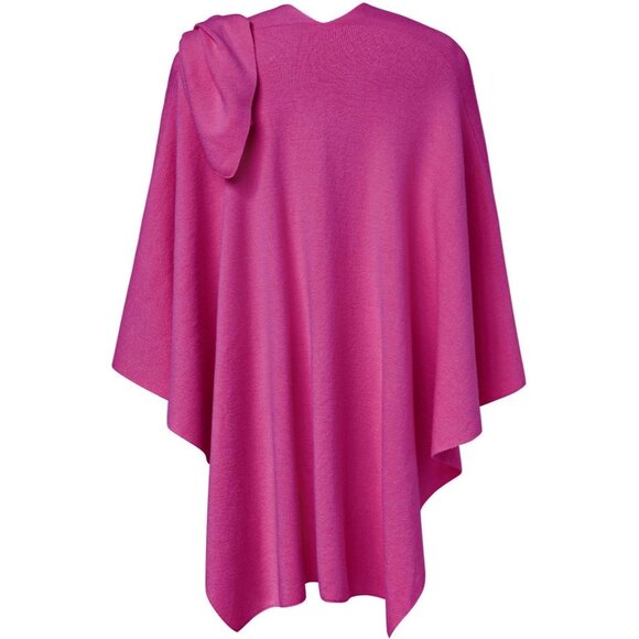 Women's 1-hotpink Cross Front Poncho Sweater Wrap Knitted Elegant Shawls Cape - Picture 5 of 5